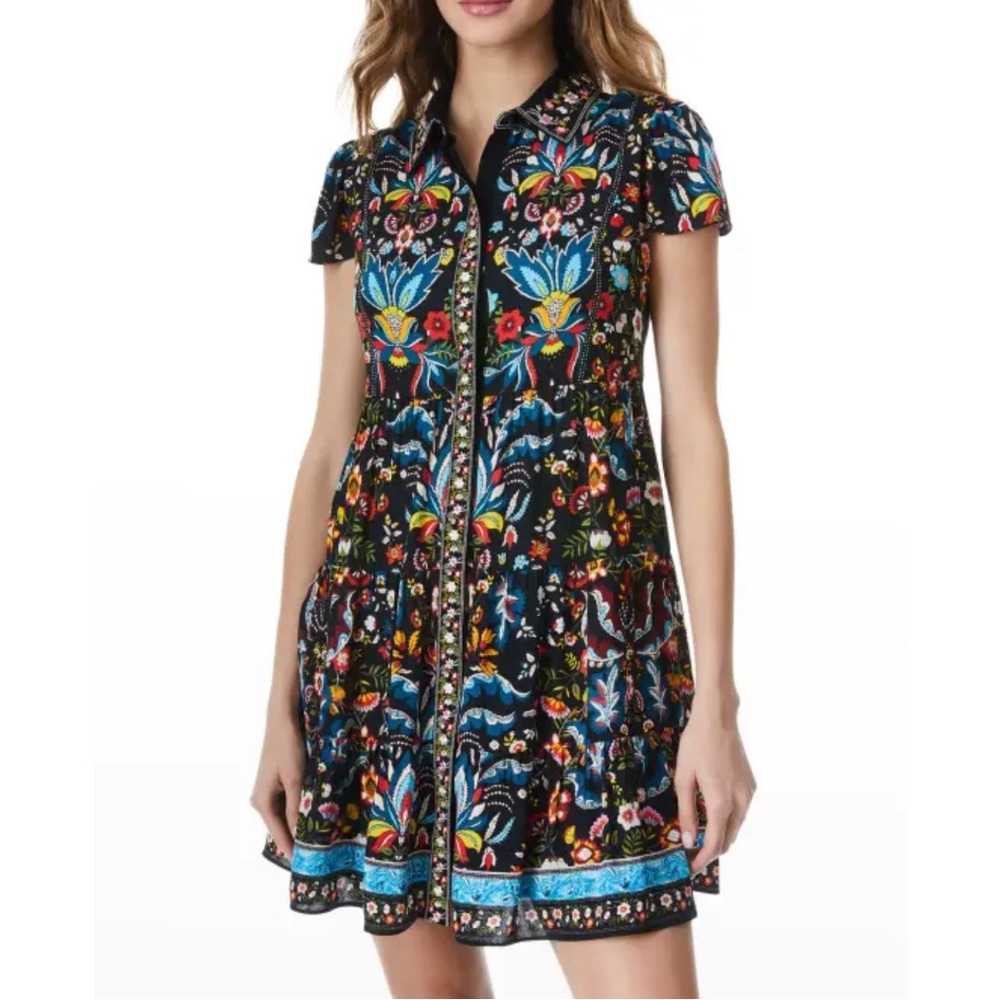 Alice + Olivia Meeko Floral Tiered Shirtdress 6